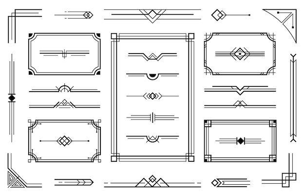 Lineaire geometrische Art Deco-ornamenten