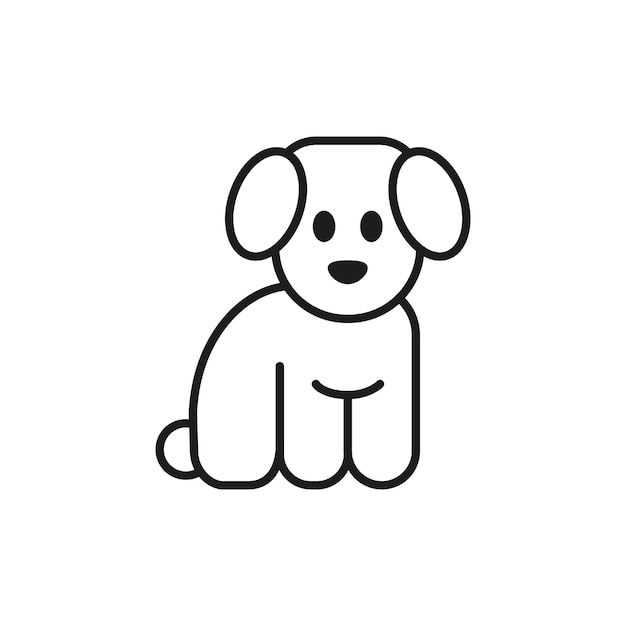 Lineaire hond vectorillustratie Puppy op geïsoleerde achtergrond Huisdier teken concept