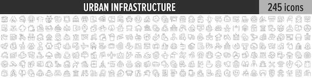 Lineaire icooncollectie voor stedelijke infrastructuur