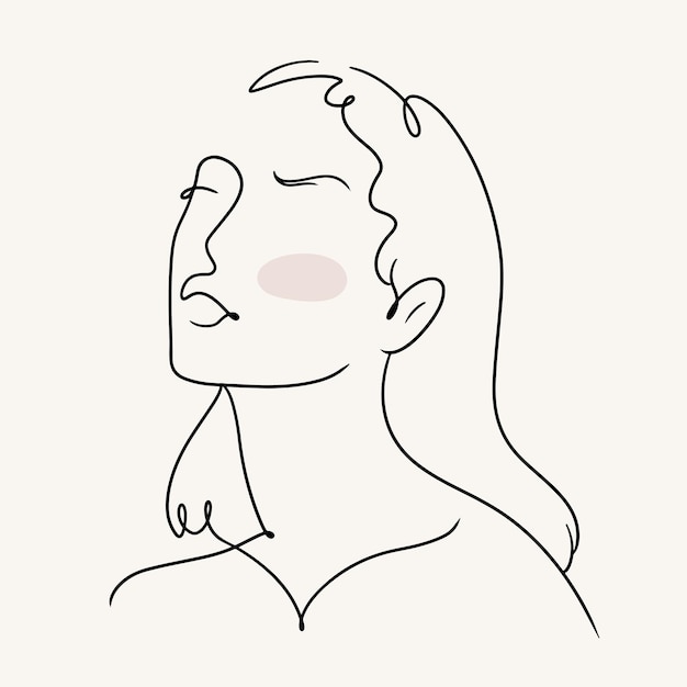 Lineaire illustratie van een meisjestijlvol abstract portretscandinavisch minimalisme