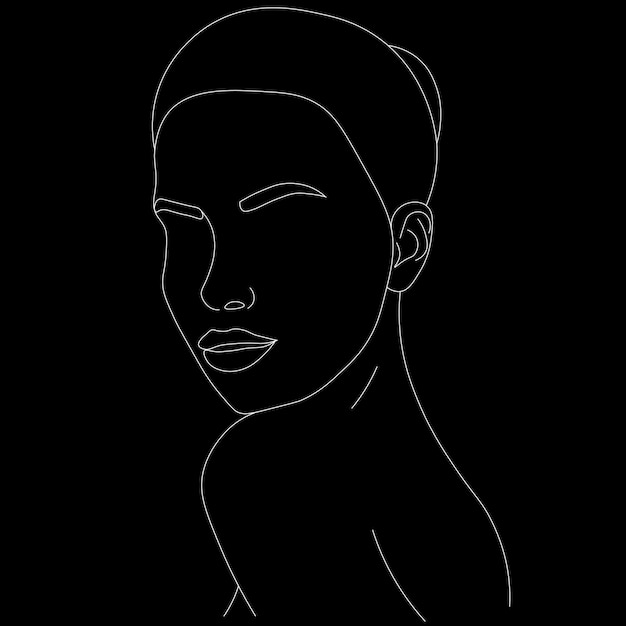 Lineaire illustratie van een vrouw Minimalistisch portret van een vrouw