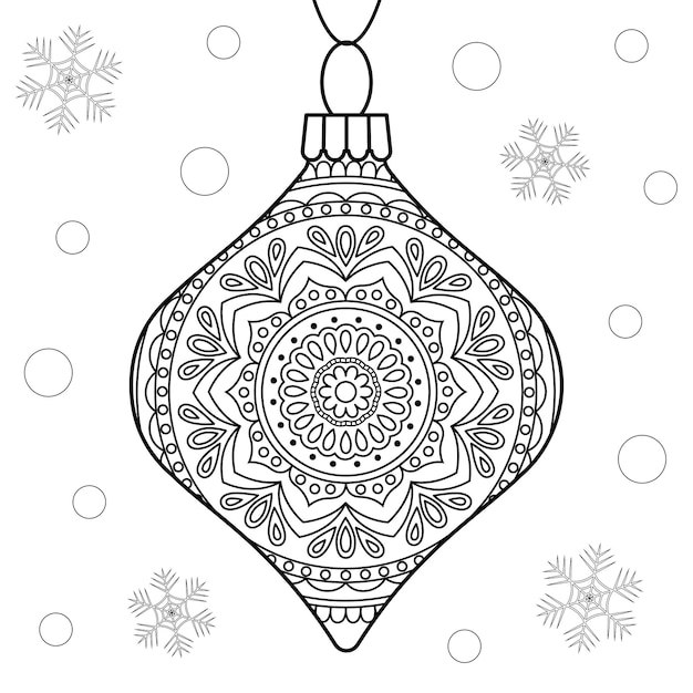 Lineaire illustratie van kerstspeelgoed voor het kleuren van pagina Geïsoleerde vectoromtrek glazen decor voor vakanties