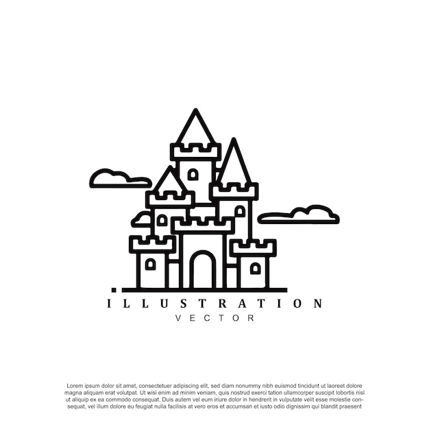 lineaire kasteel icoon vector illustratie geïsoleerd op witte achtergrond