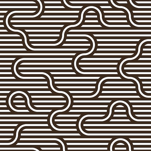 Lineaire naadloze achtergrond met gedraaide lijnen, vector abstracte geometrische patroon, gestreept weven, optische doolhof, webnetwerk.