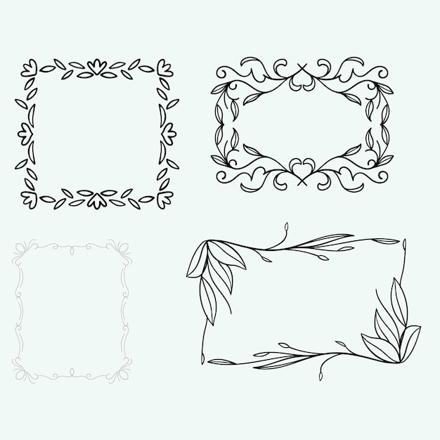 Lineaire platte bruiloft ornamenten set