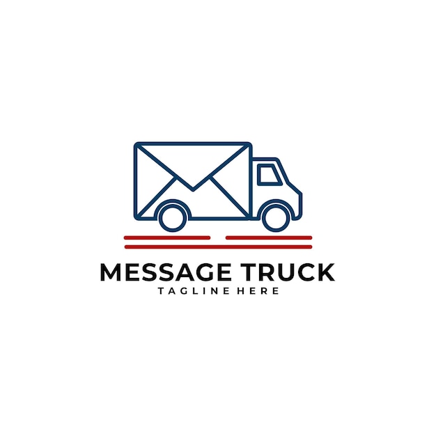 Lineaire vrachtwagen en envelop pictogram logo ontwerp op witte achtergrond