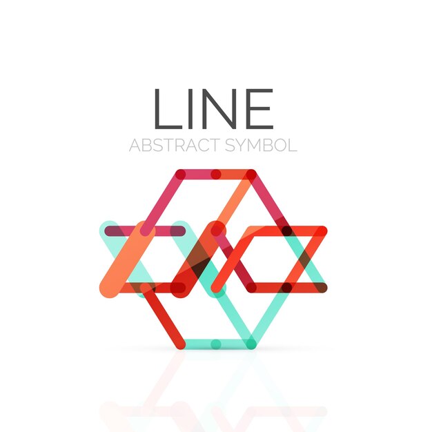 Linear abstract logo connected multicolored segments of lines geometrical figure