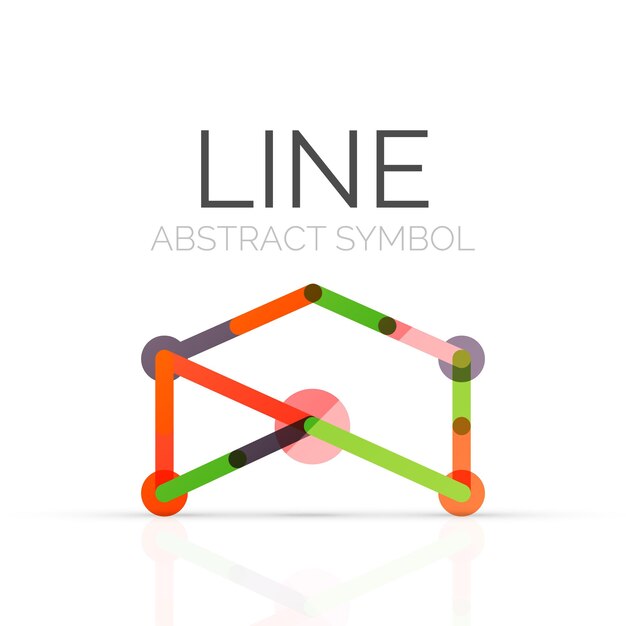 Linear abstract logo connected multicolored segments of lines geometrical figure