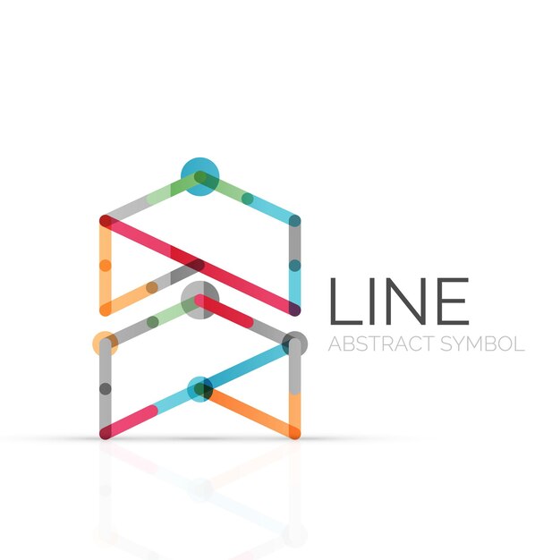 Linear abstract logo connected multicolored segments of lines geometrical figure