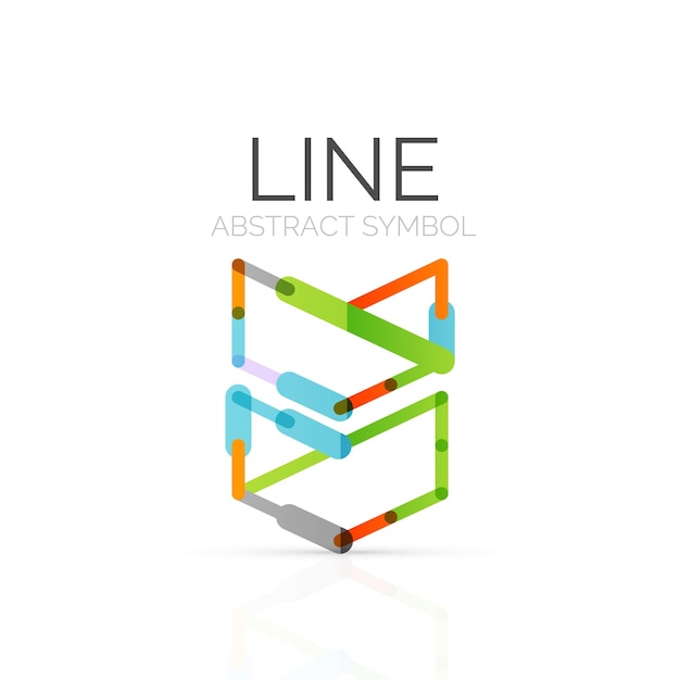 Linear abstract logo connected multicolored segments of lines geometrical figure