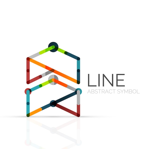 Linear abstract logo connected multicolored segments of lines geometrical figure