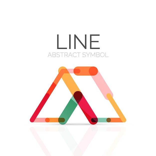 Linear abstract logo connected multicolored segments of lines geometrical figure