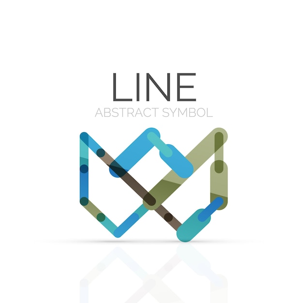 Linear abstract logo connected multicolored segments of lines geometrical figure