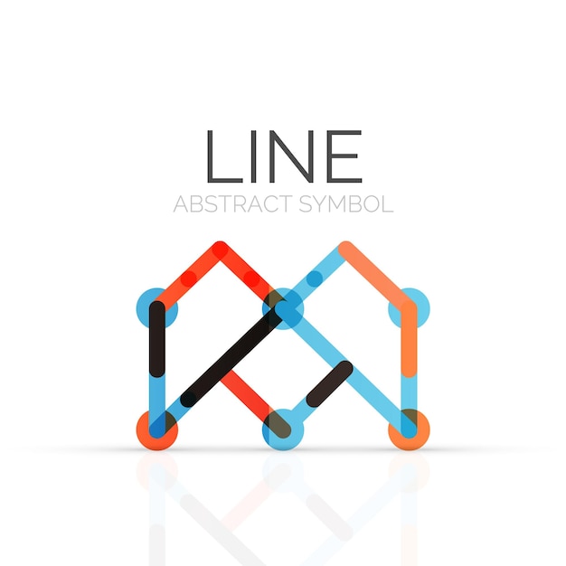 Linear abstract logo connected multicolored segments of lines geometrical figure