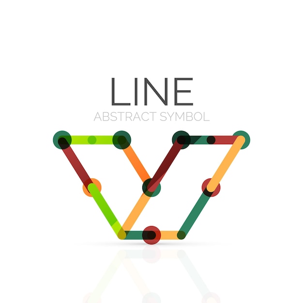 Linear abstract logo connected multicolored segments of lines geometrical figure