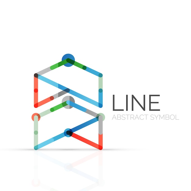 Linear abstract logo connected multicolored segments of lines geometrical figure
