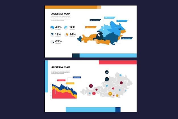 Linear austria map infographic