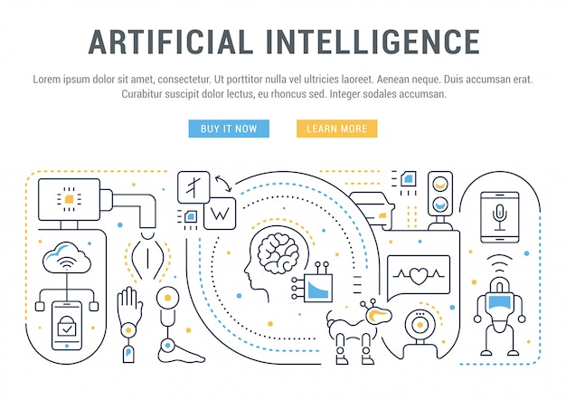 Linear banner of artificial intelligence.