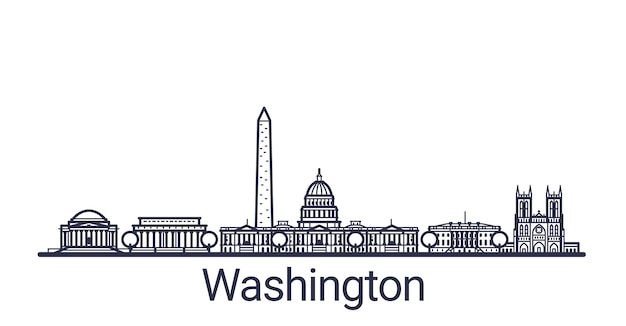 Bandiera lineare della città di washington disegnata a mano