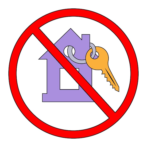 A linear color drawing of a forbidding sign a crossedout keychain with keys Prohibition on the use of keys vector