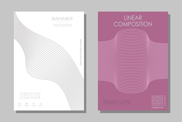 Linear composition A set of templates for the design of banners posters and posters Layout of the book cover brochures booklets and catalogs An idea for creative designxA