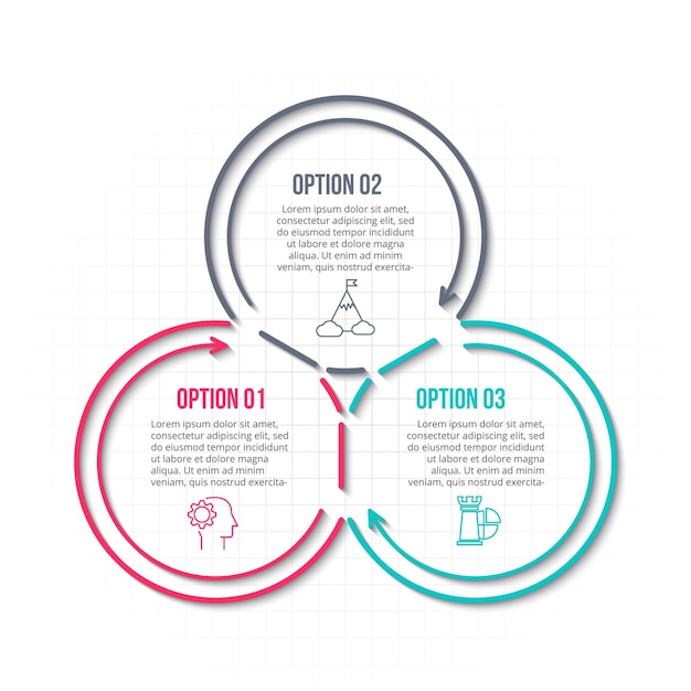 Linear cycle element for infographic Business template for diagram with 3 options or steps