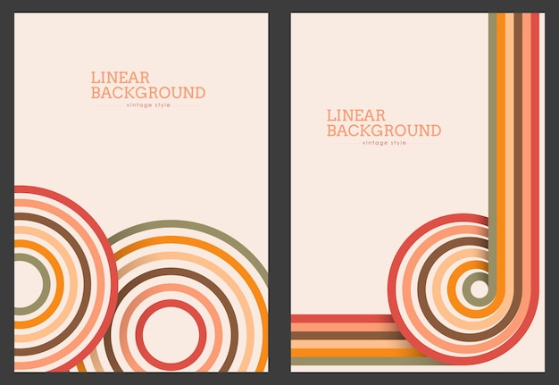 Вектор Линейный дизайн в винтажном стиле. абстрактный фон с параллельными цветными линиями.