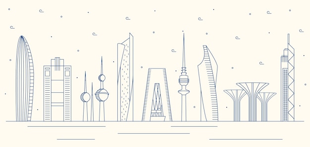 Vector linear design kuwait skyline