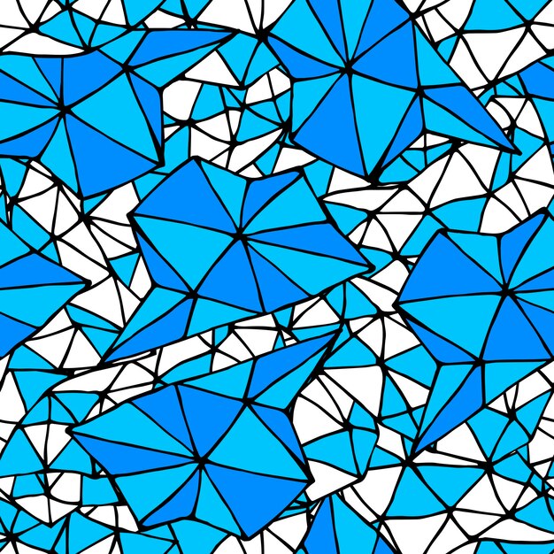 線形落書き三角形のシームレスなパターン。手描きの剥奪された三角形の背景。