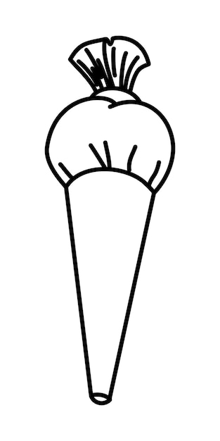 LINEAR DRAWING OF A CREAM BAG FOR DECORATING CAKES ON A WHITE BACKGROUND