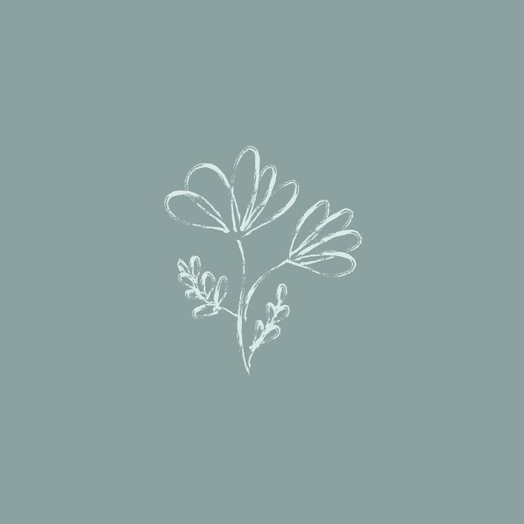 Vector linear drawing of a flower with brush leaves