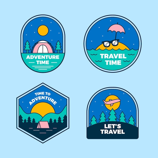 Linear flat adventure badges