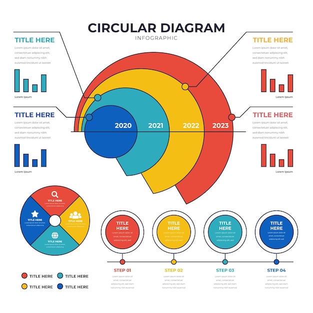 Vettore infografica diagramma circolare piatto lineare