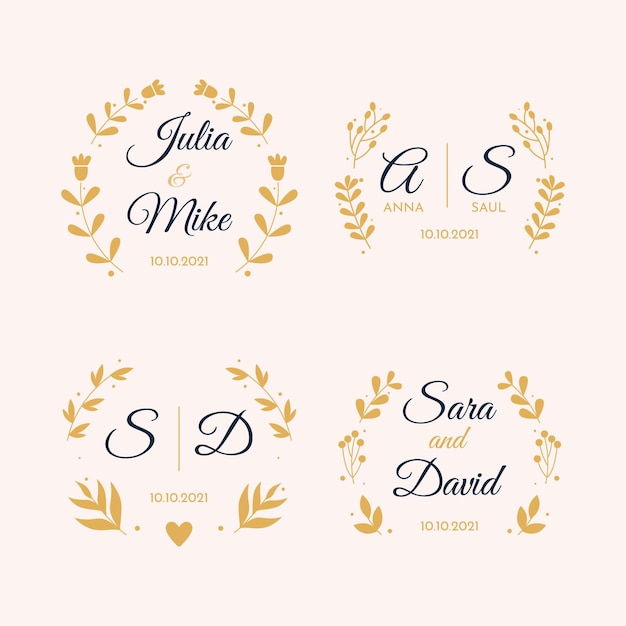 Linear flat wedding monograms collection