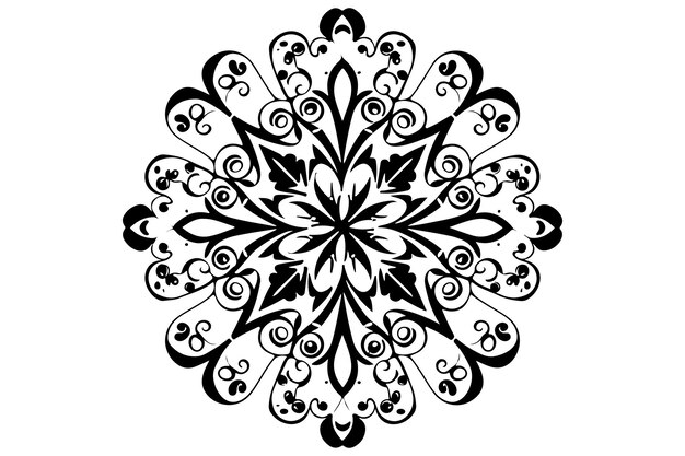 Linear Flower Mandala Outline Black Decorative Round Ornaments Vector On White Background