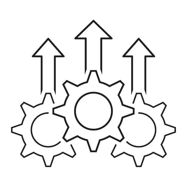 Linear gears up arrow icon Vector illustration