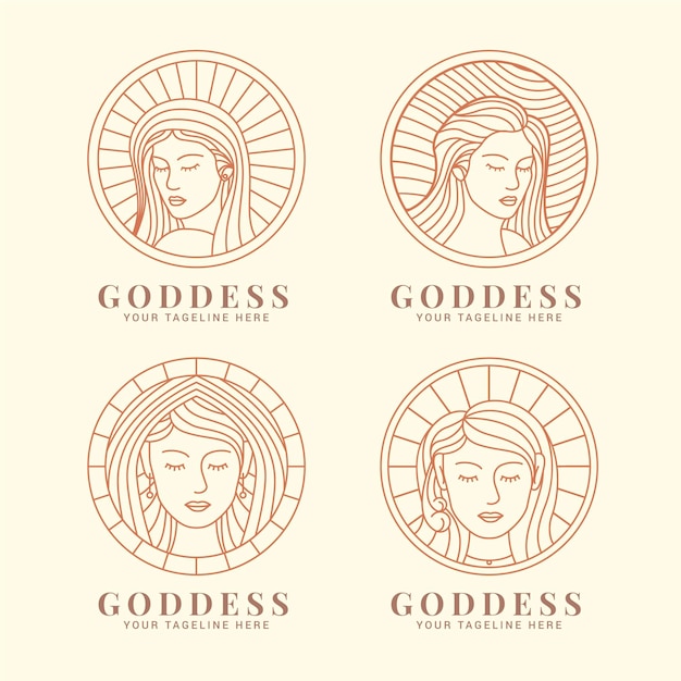 ベクトル 線形の女神のロゴのテンプレート