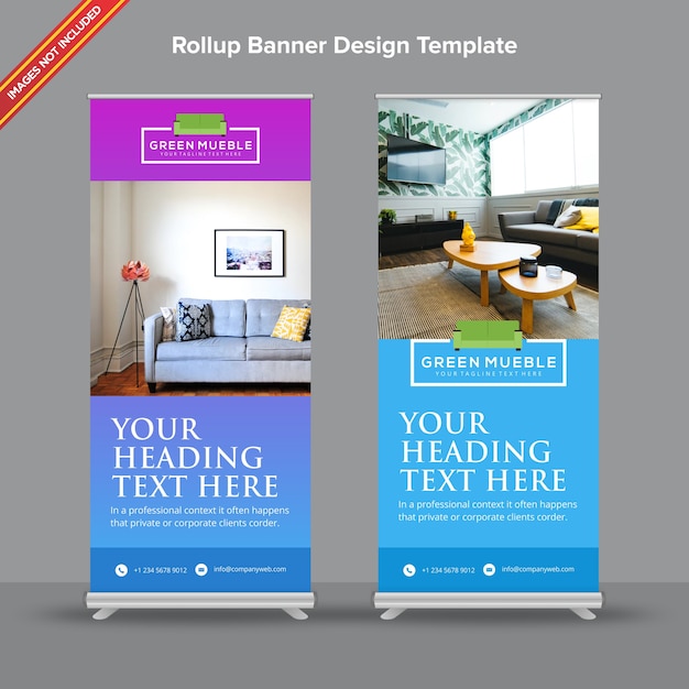 Vector linear gradient rollup banner in aqua and violet shades