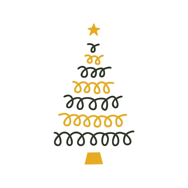 ベクトル 線形の手描きのクリスマス ツリーの図