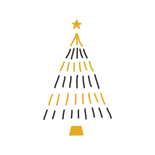 Linear hand drawn christmas tree illustration