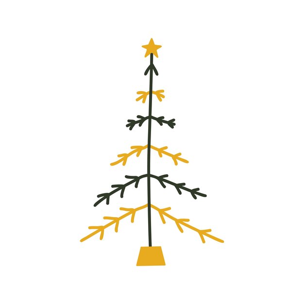 Linear hand drawn christmas tree illustration