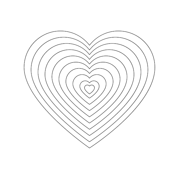 Линейная линия сердца для оформления праздничного оформления Символ сердца Значок любви Векторная иллюстрация