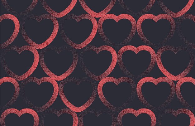 Vector linear hearts vector lattice seamless pattern red black abstract background art valentines day graceful romantic repetitive wide wallpaper heart love symbol wrapping paper endless texture