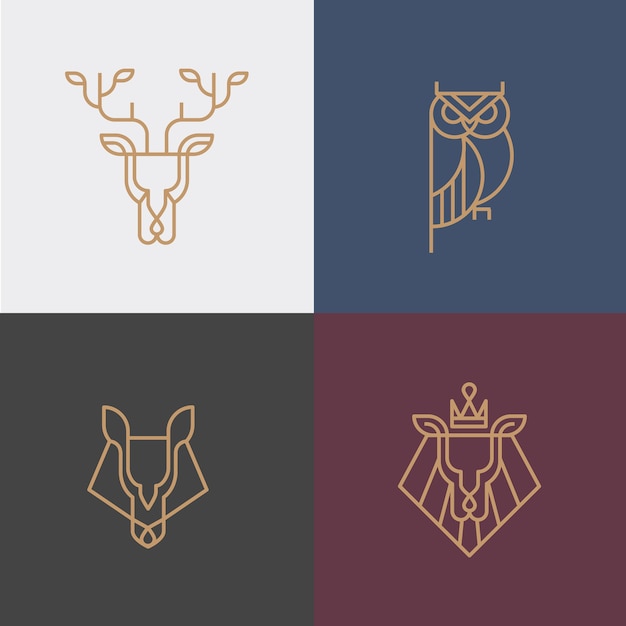 Vector linear hipster animal logo