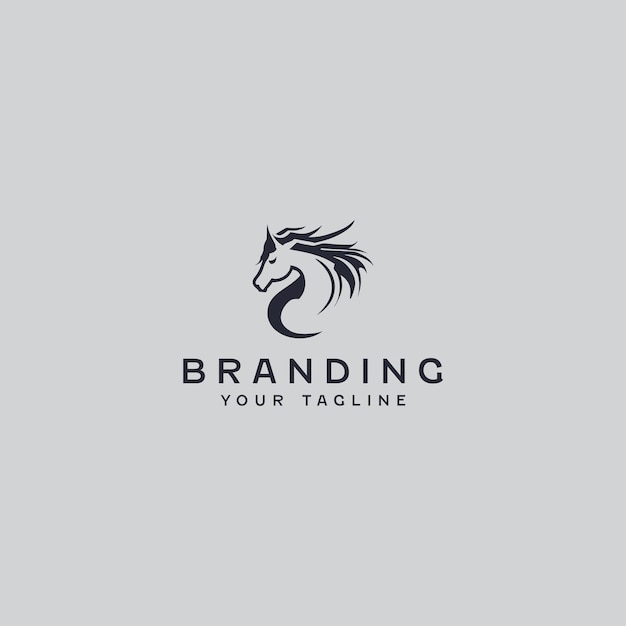 Linear Horse Head Logo Design Template