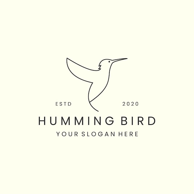 Linear humming bird style logo vector icon design template illustration