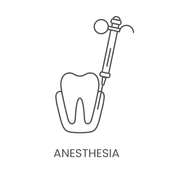 Anestesia con icone lineari illustrazione vettoriale per clinica odontoiatrica