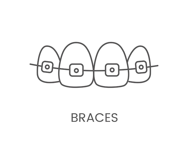 Вектор Линейные брекеты. векторная иллюстрация для стоматологической клиники.