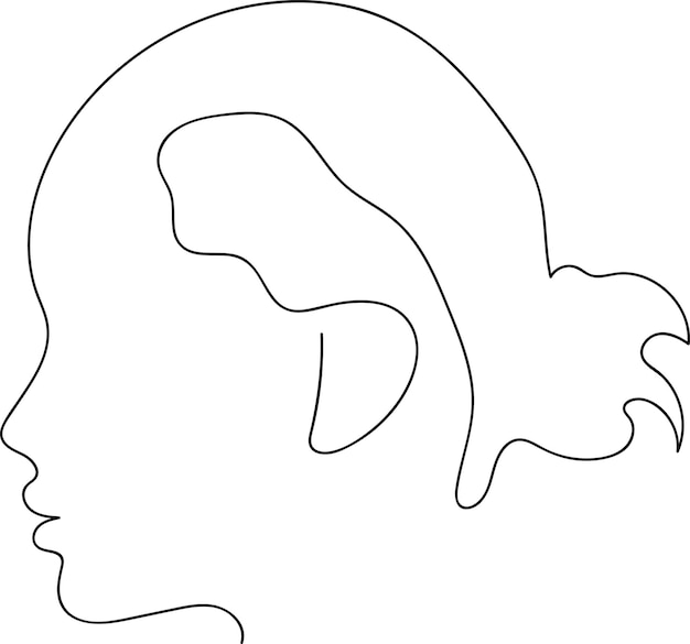Vector linear illustration of a girls faceminimalism