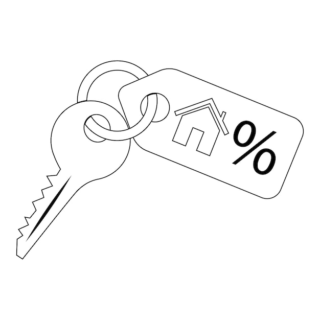 Linear key icon with keychain vector isolated on a white background